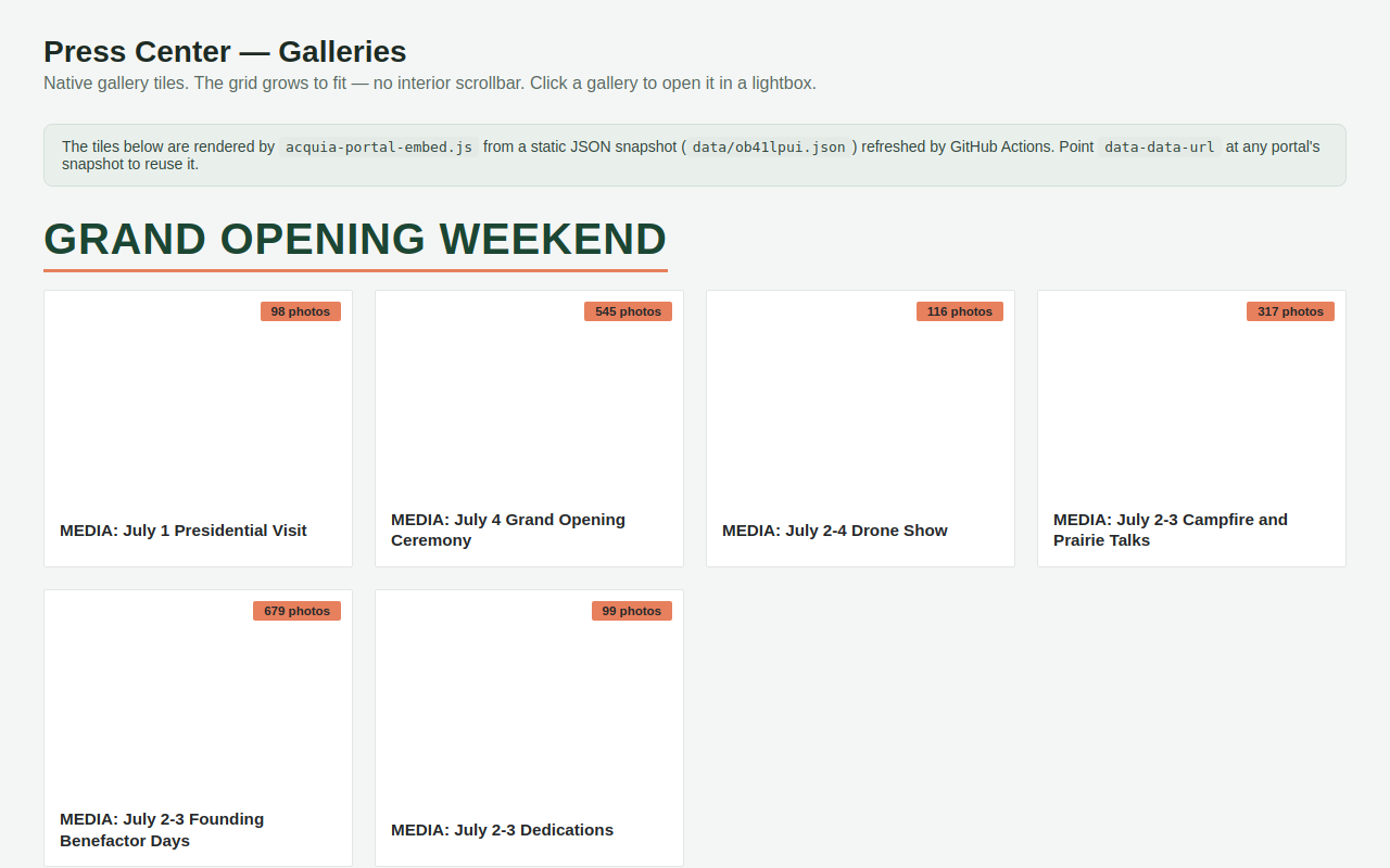Screenshot of DAM Portal Embed