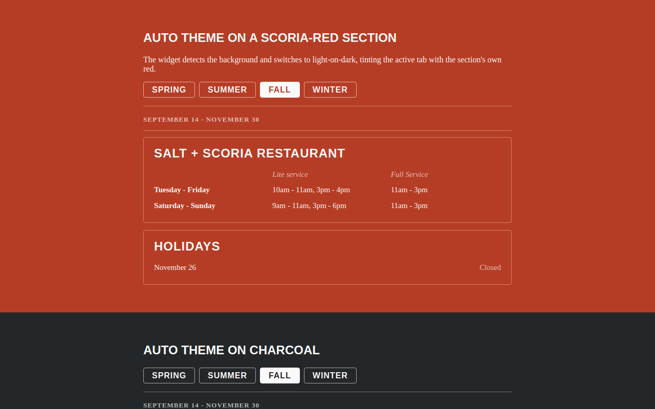 Screenshot of Hours Embed