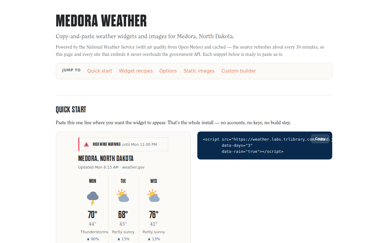 Screenshot of Local Weather