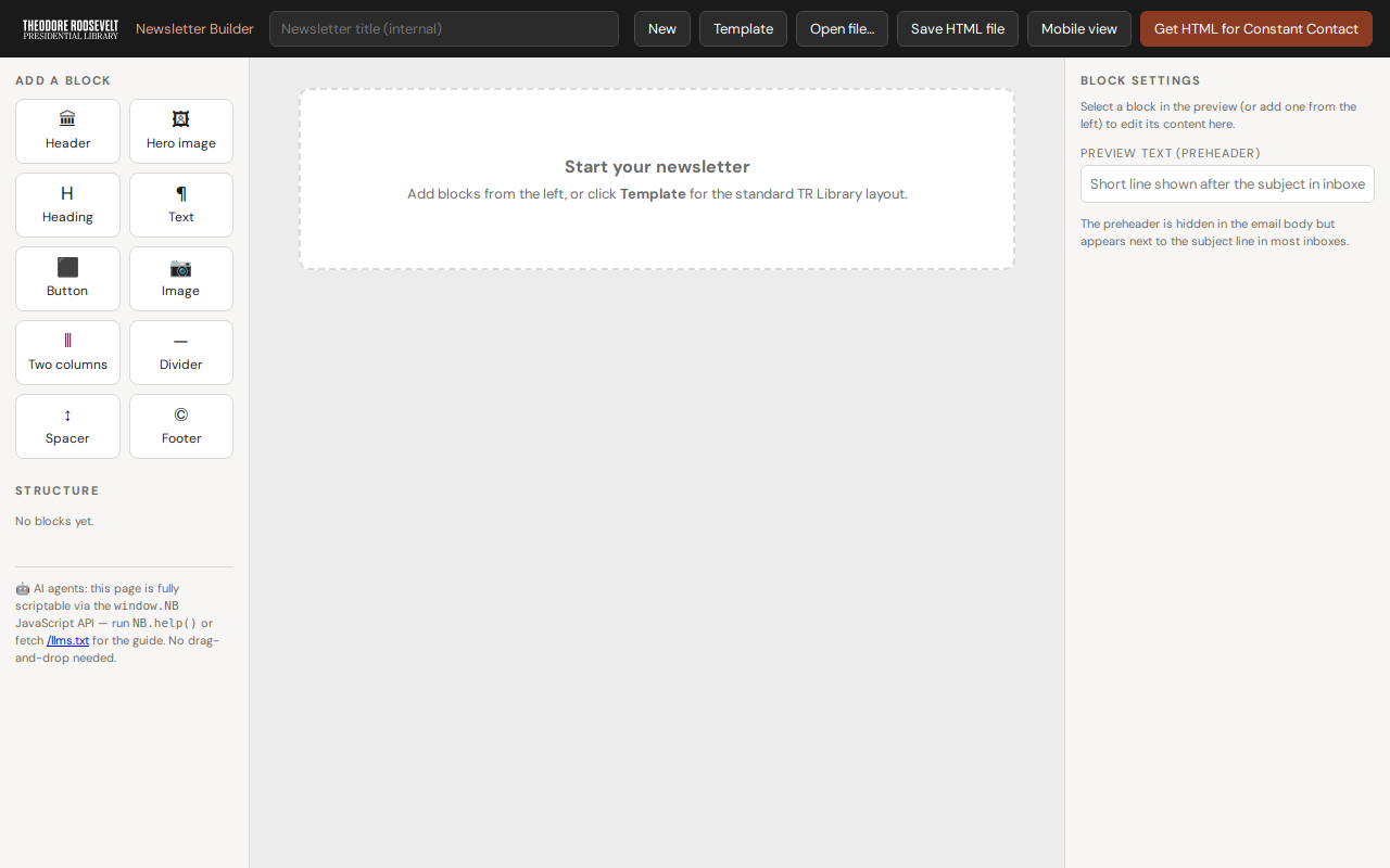 Screenshot of Newsletter Builder